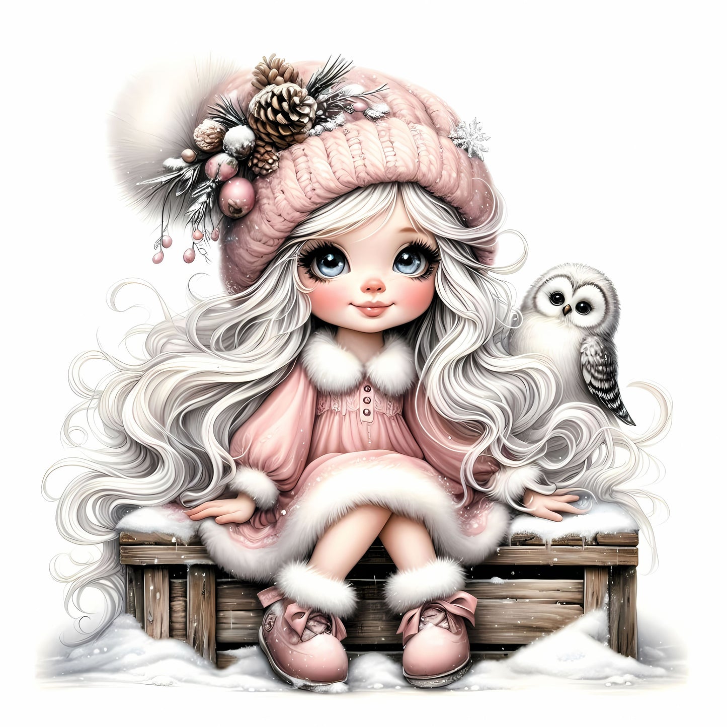 Winter Gnom, Winterwonderland, Eule, rosa #5