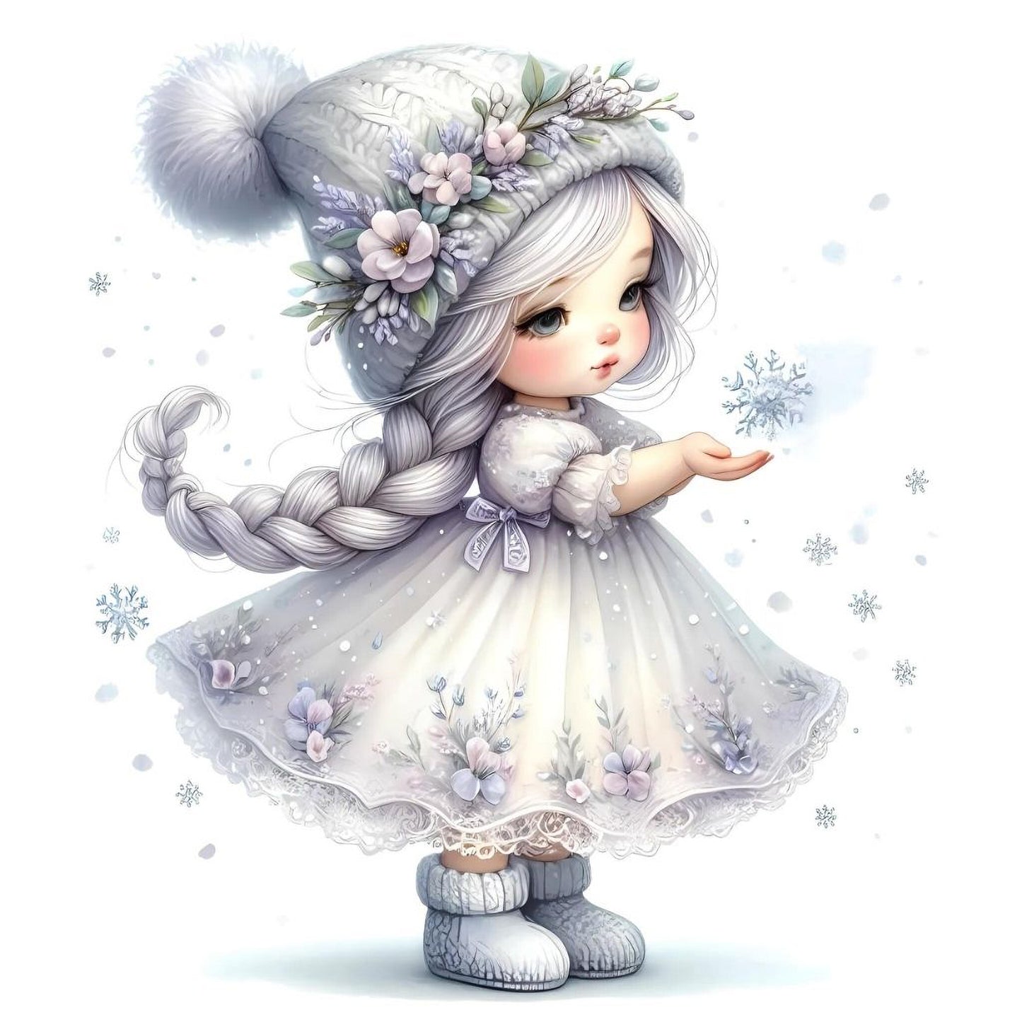 Gnom, Mädchen, Eis, Winter, Schnee, Flieder #6