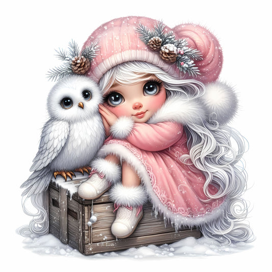 Winter Gnom, Winterwonderland, Eule, rosa #6