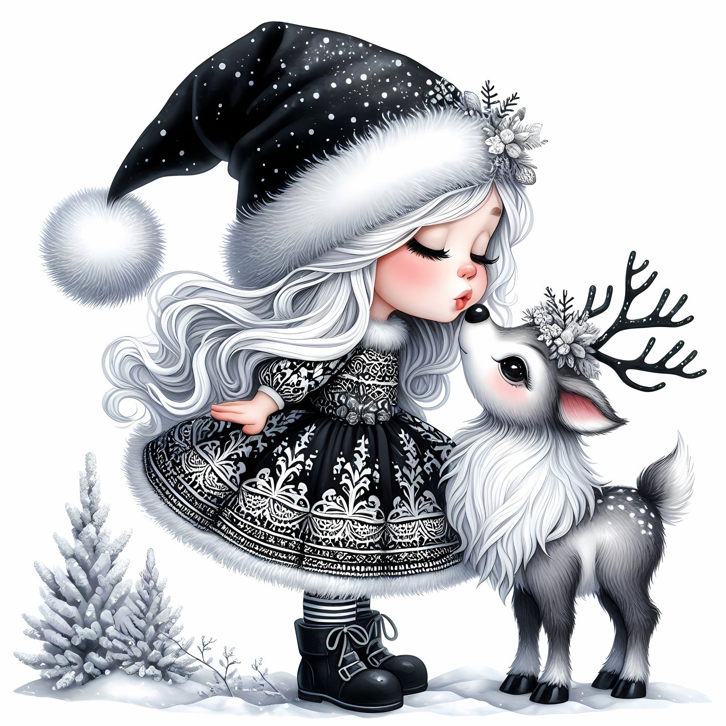 Winter Gnom, Winterwonderland, Rentier, schwarz #6