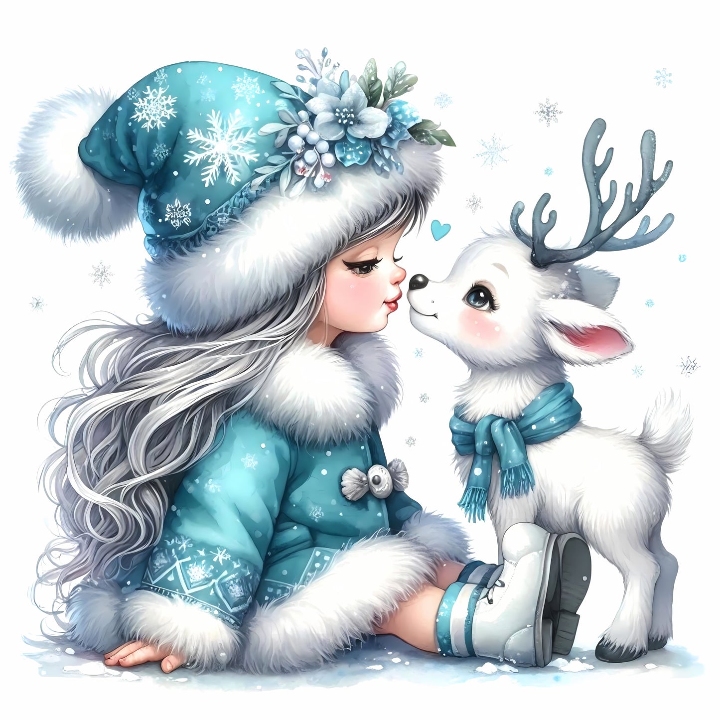 Winter Gnom, Winterwonderland, Rentier, türkis #7