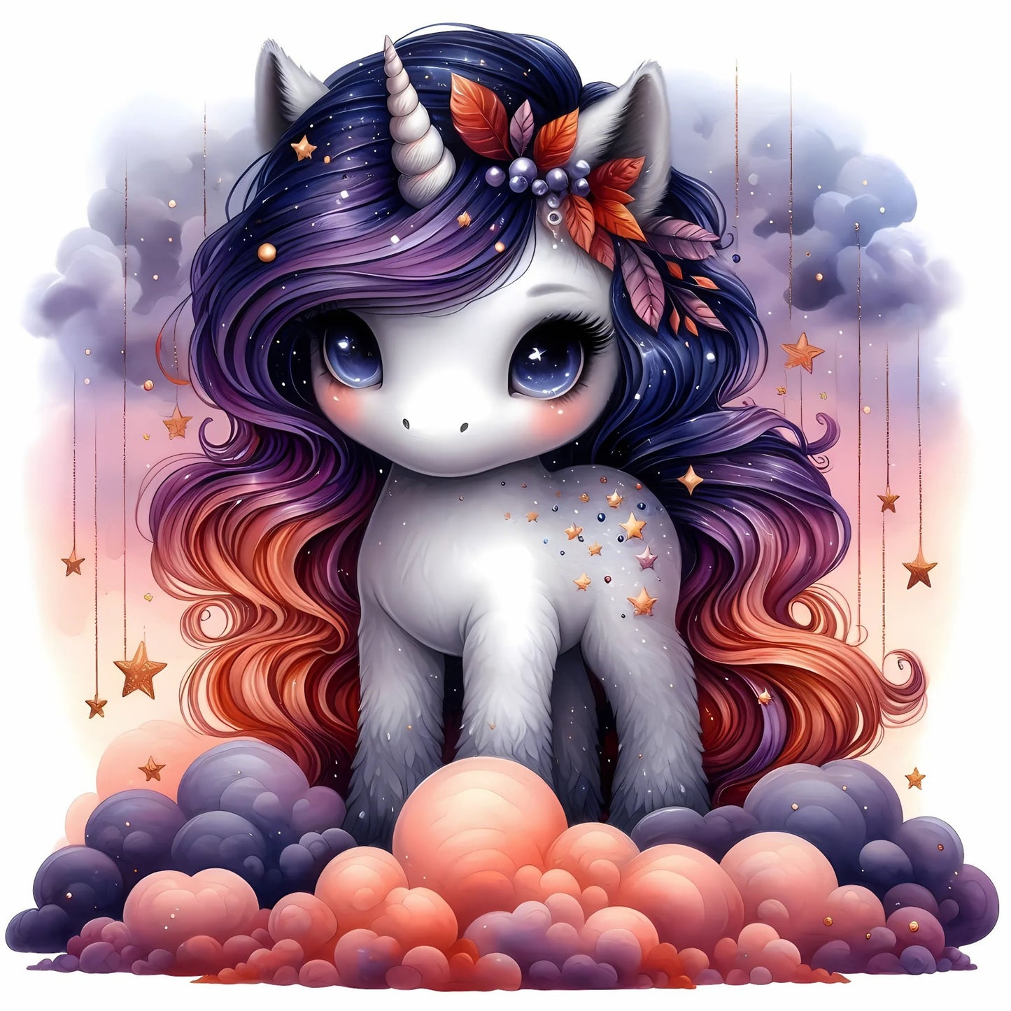 Einhorn Stern, Herbst, lila, Nacht #7