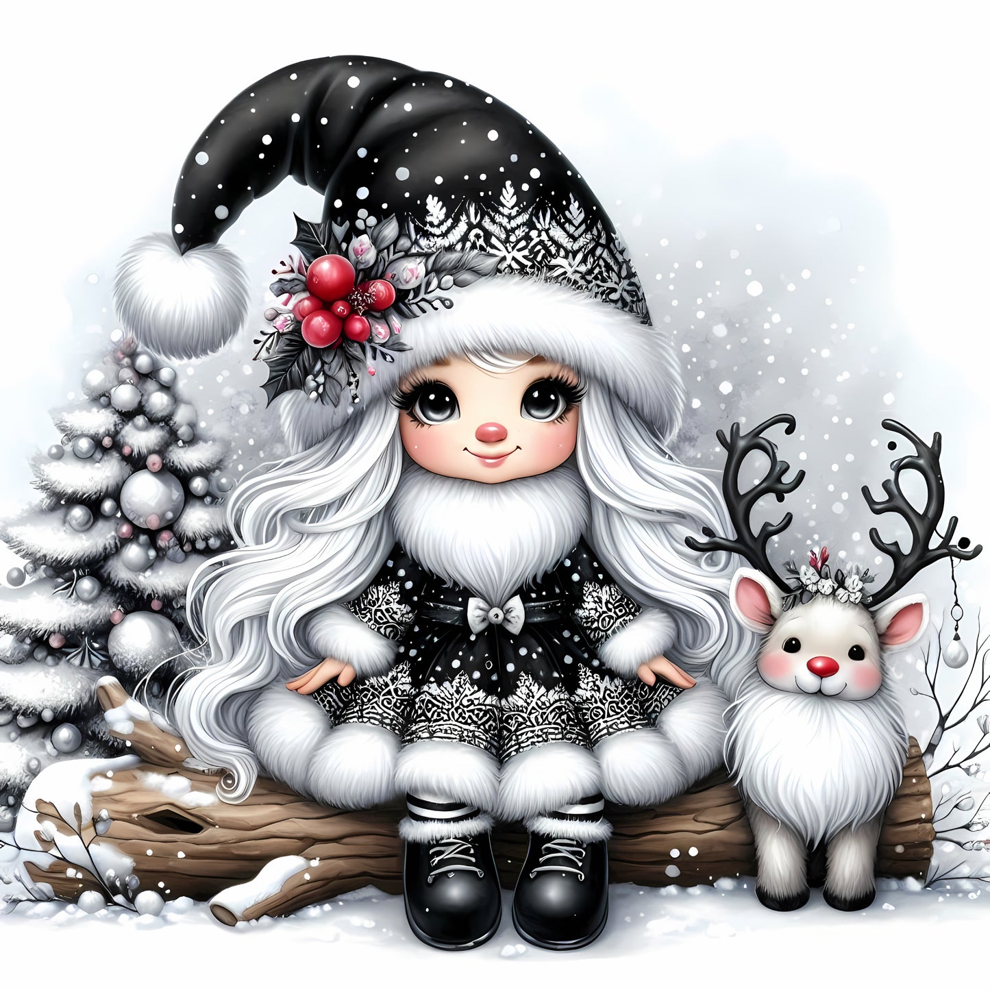 Winter Gnom, Winterwonderland, Rentier, schwarz #7