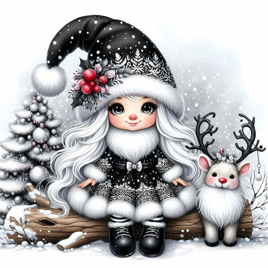 Winter Gnom, Winterwonderland, Rentier, schwarz #7