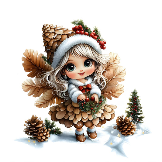 Winter Fee, Tannenzapfen, Tannengrün, braun #7