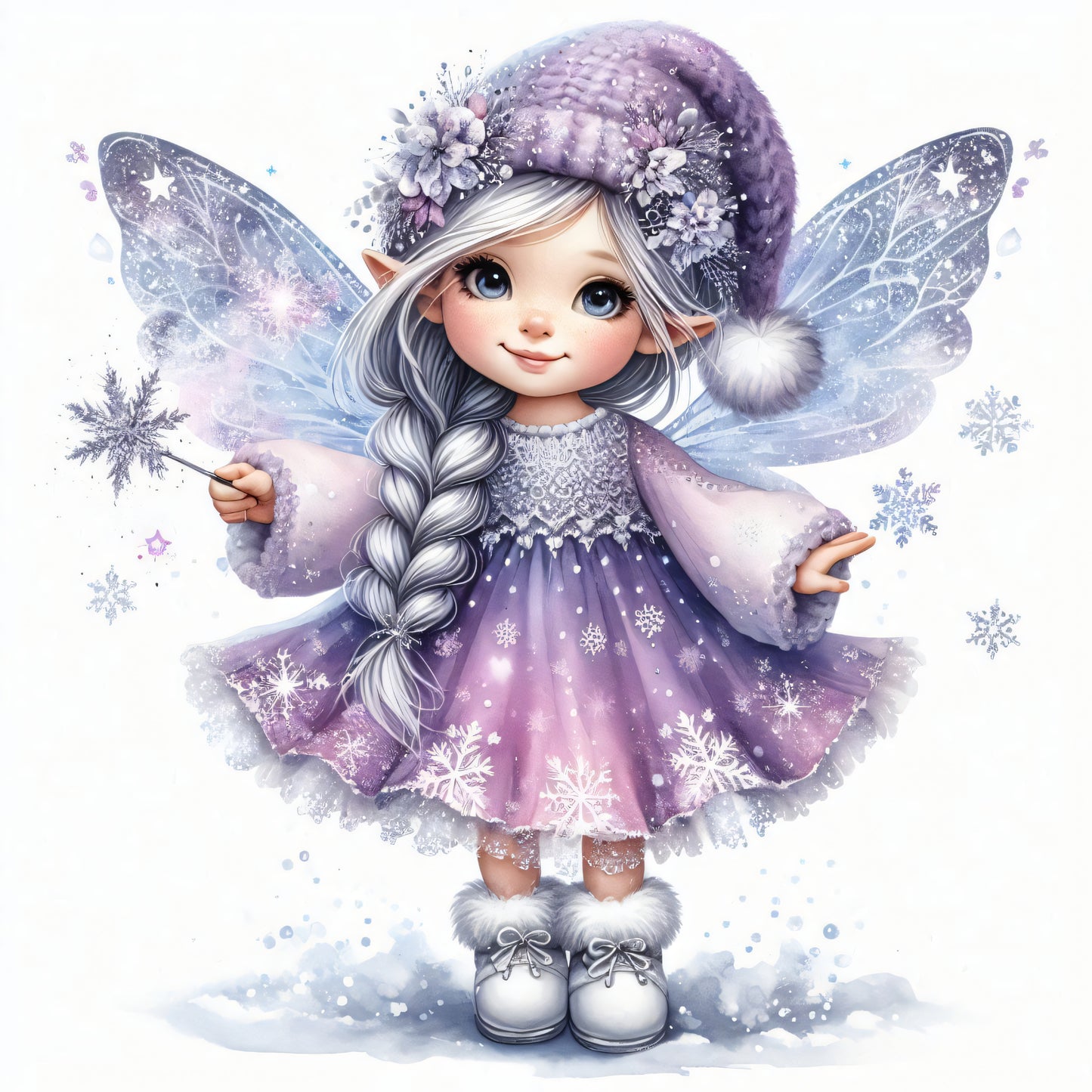 Winter Fee, Schnee, lila #7