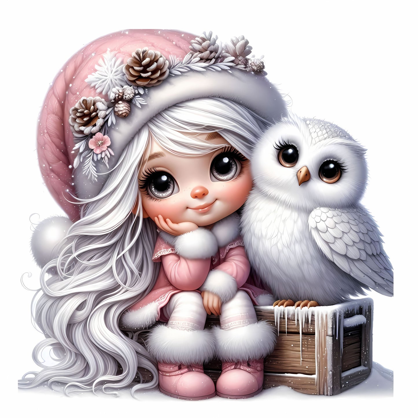 Winter Gnom, Winterwonderland, Eule, rosa #7