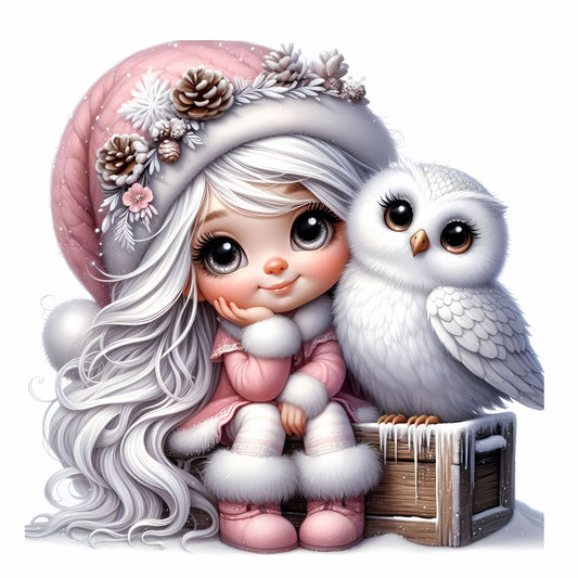 Winter Gnom, Winterwonderland, Eule, rosa #7