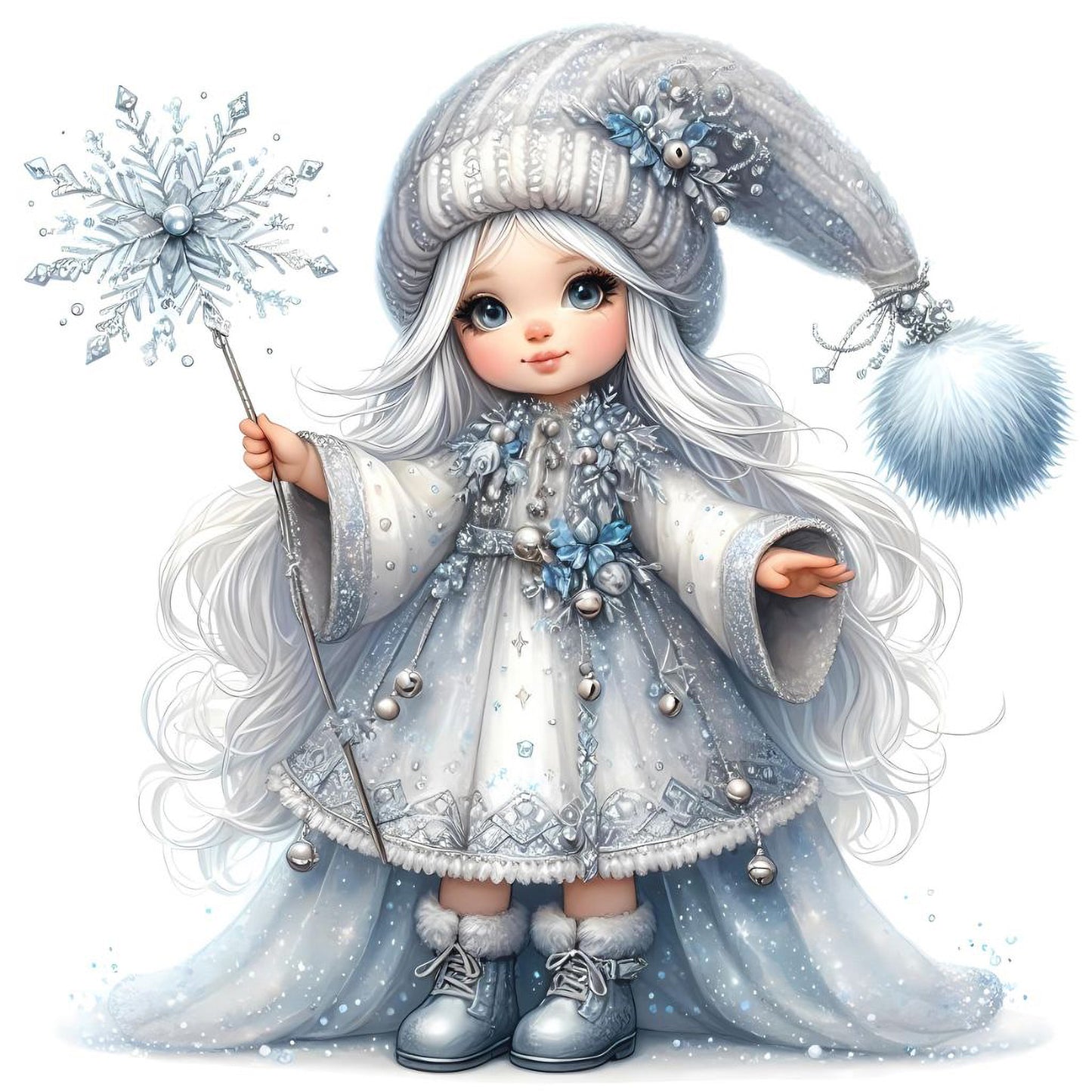 Gnom, Weihnachten, Mädchen, Eis, Winter, Schnee, grau #7