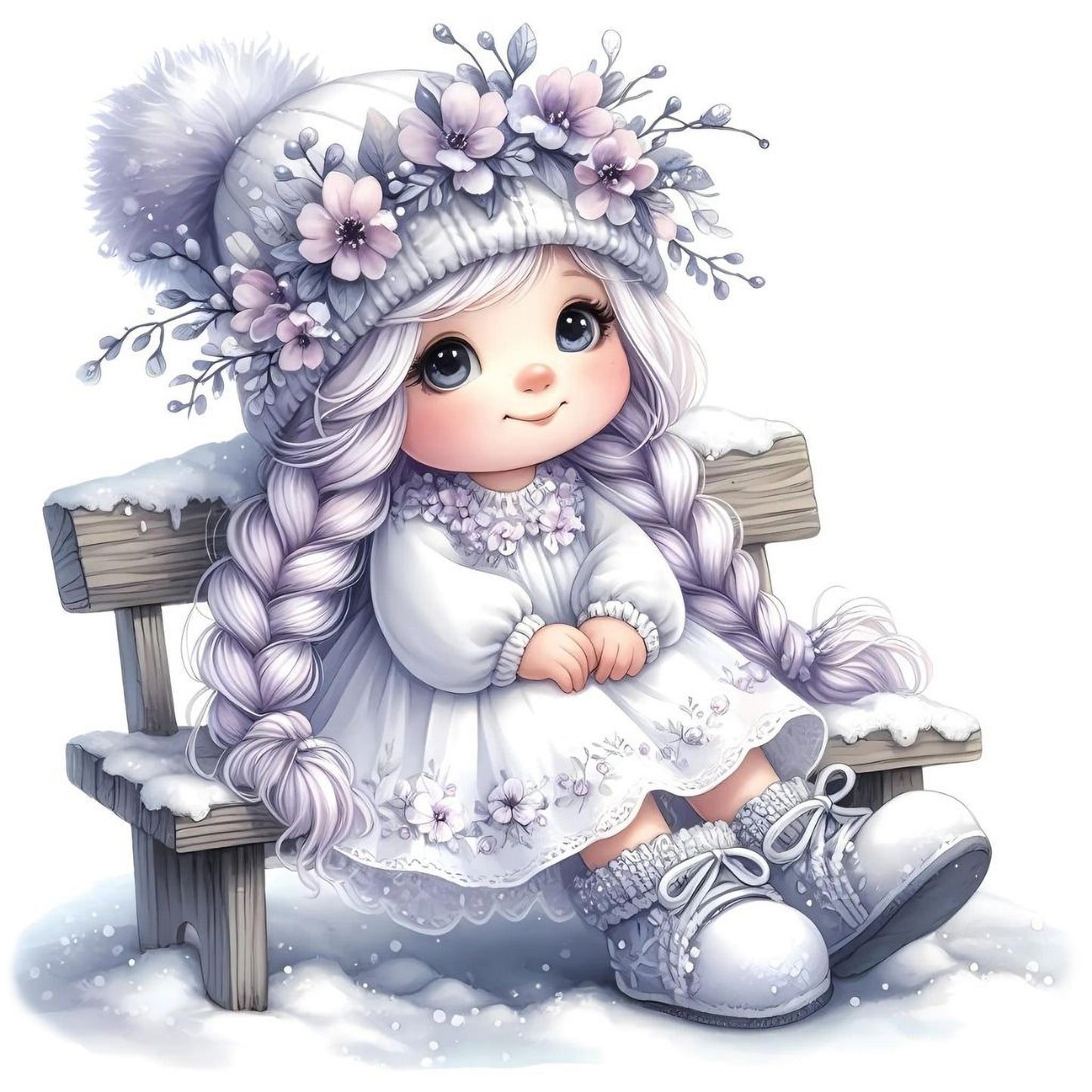 Gnom, Mädchen, Eis, Winter, Schnee, Flieder #8