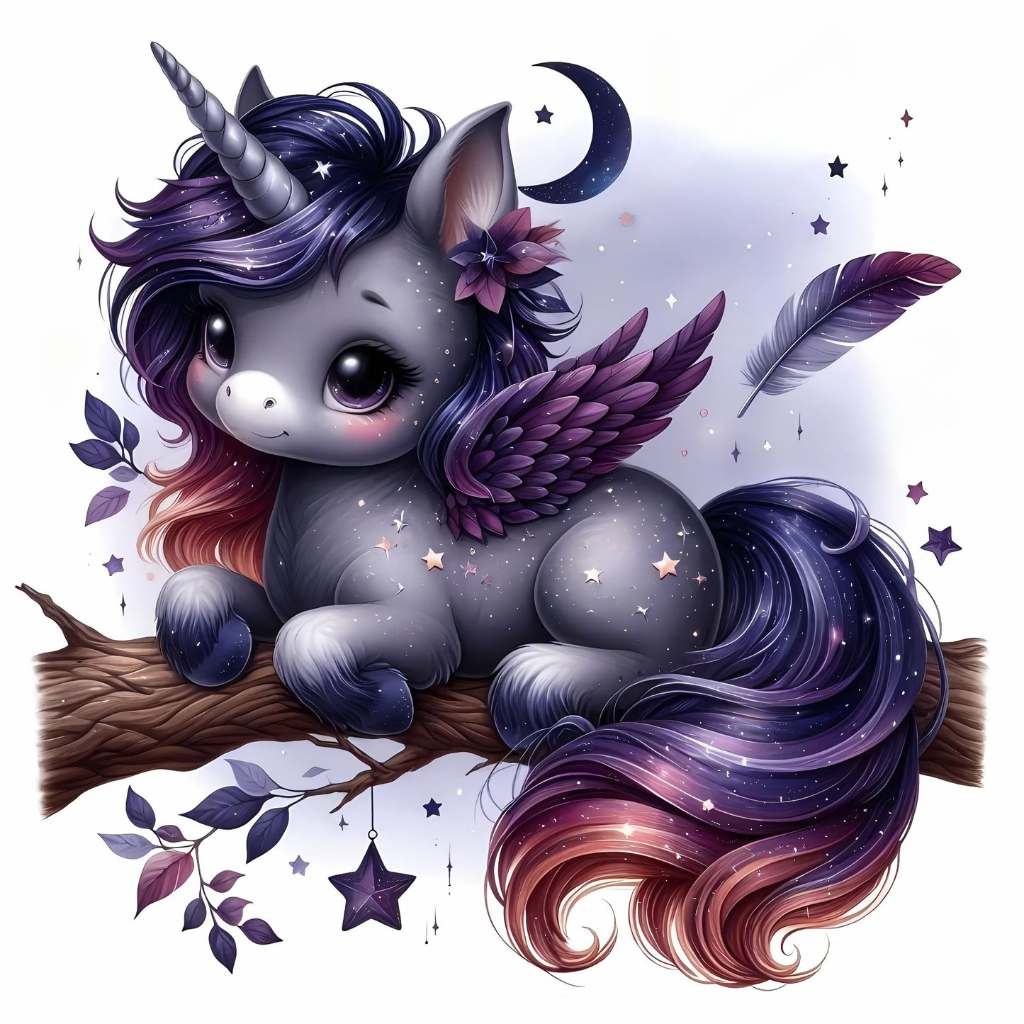 Einhorn Stern, Herbst, lila, Nacht #8