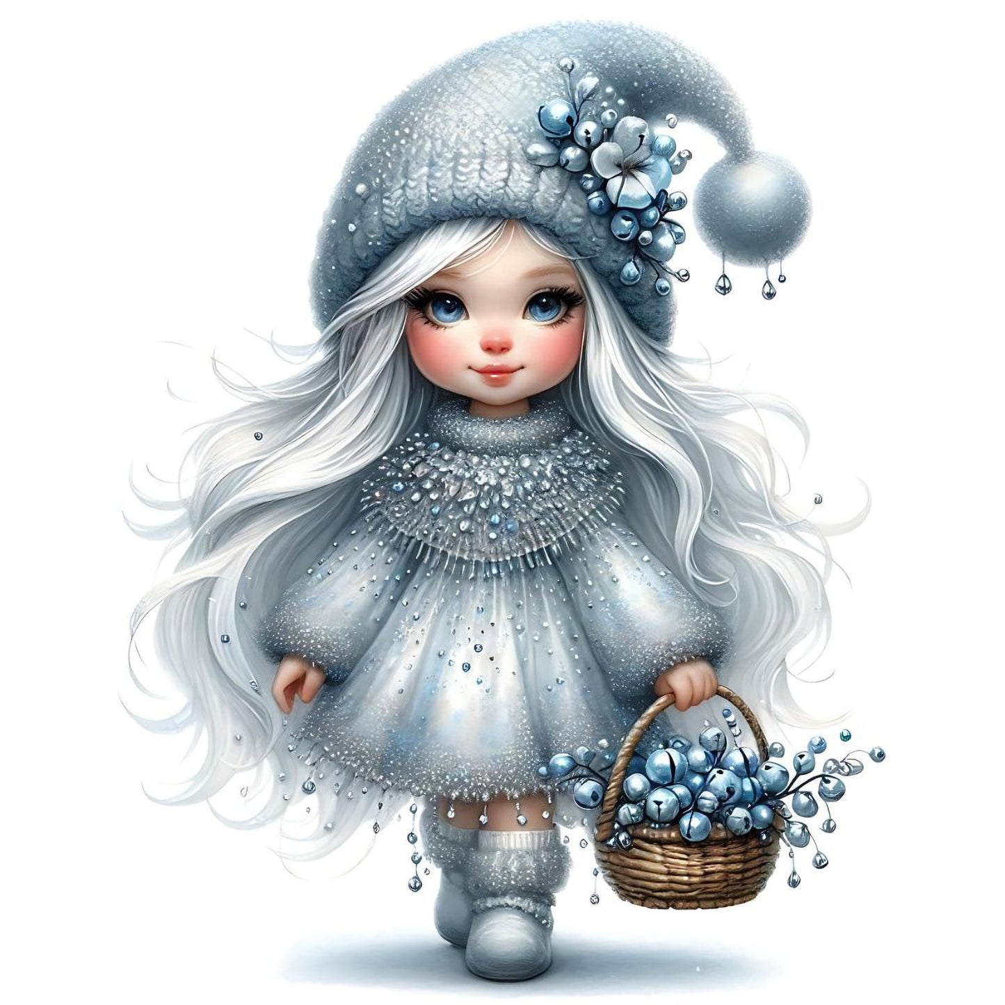 Gnom, Weihnachten, Mädchen, Eis, Winter, Schnee, grau #8