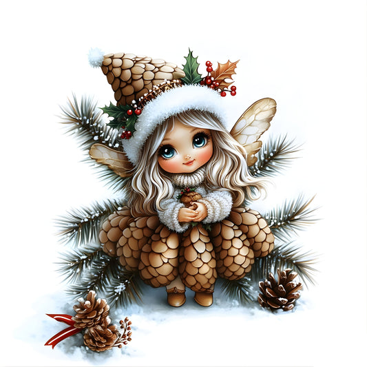 Winter Fee, Tannenzapfen, Tannengrün, braun #8