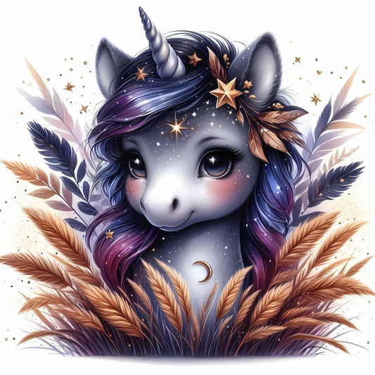 Einhorn Stern, Herbst, lila, Nacht #9