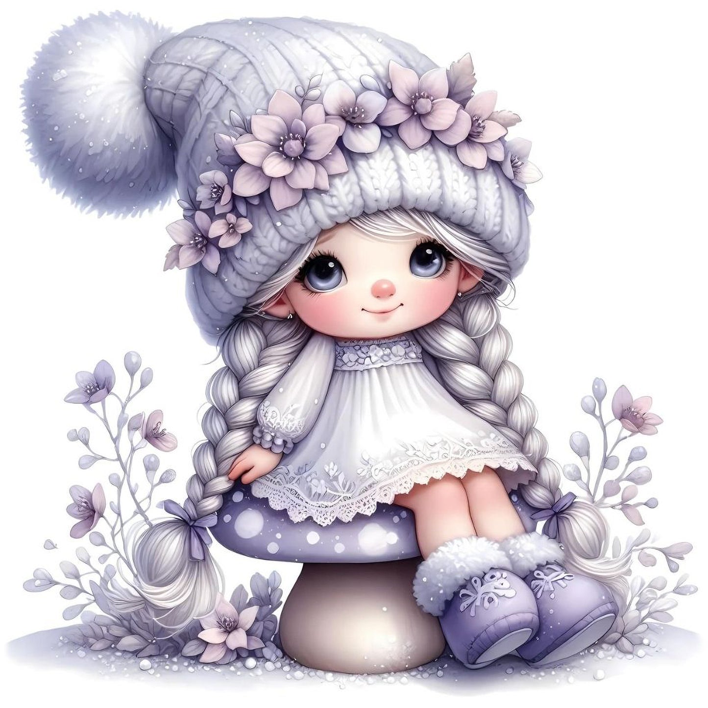 Gnom, Mädchen, Eis, Winter, Schnee, Flieder #9