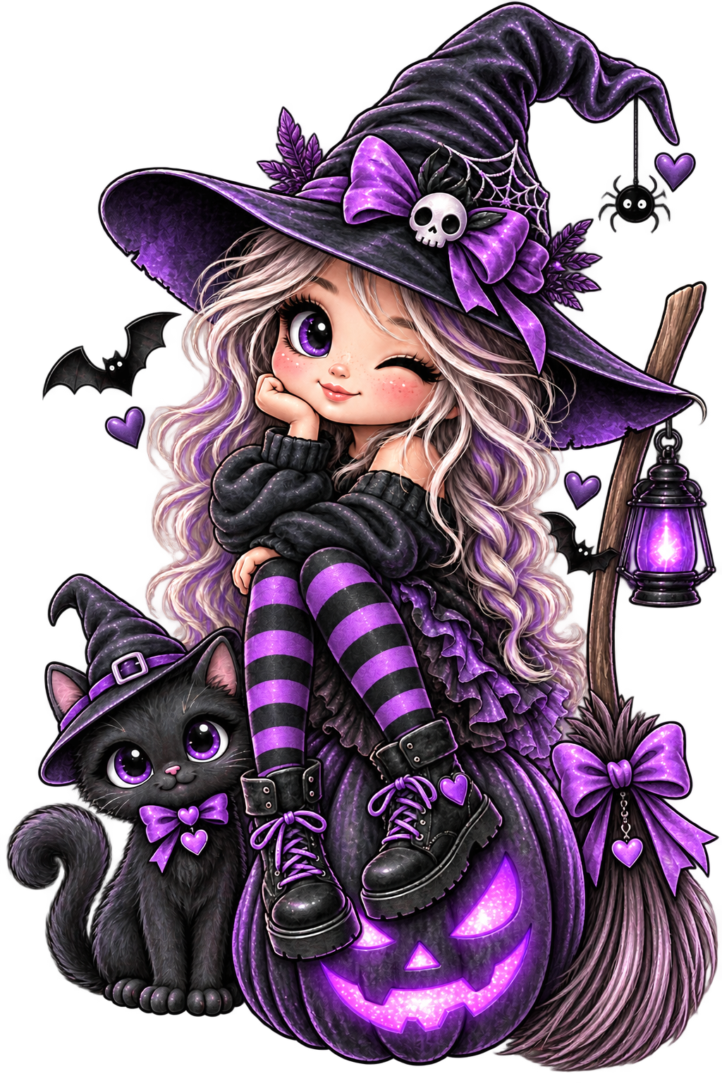 Bügelbild Halloween Hexe lila #1