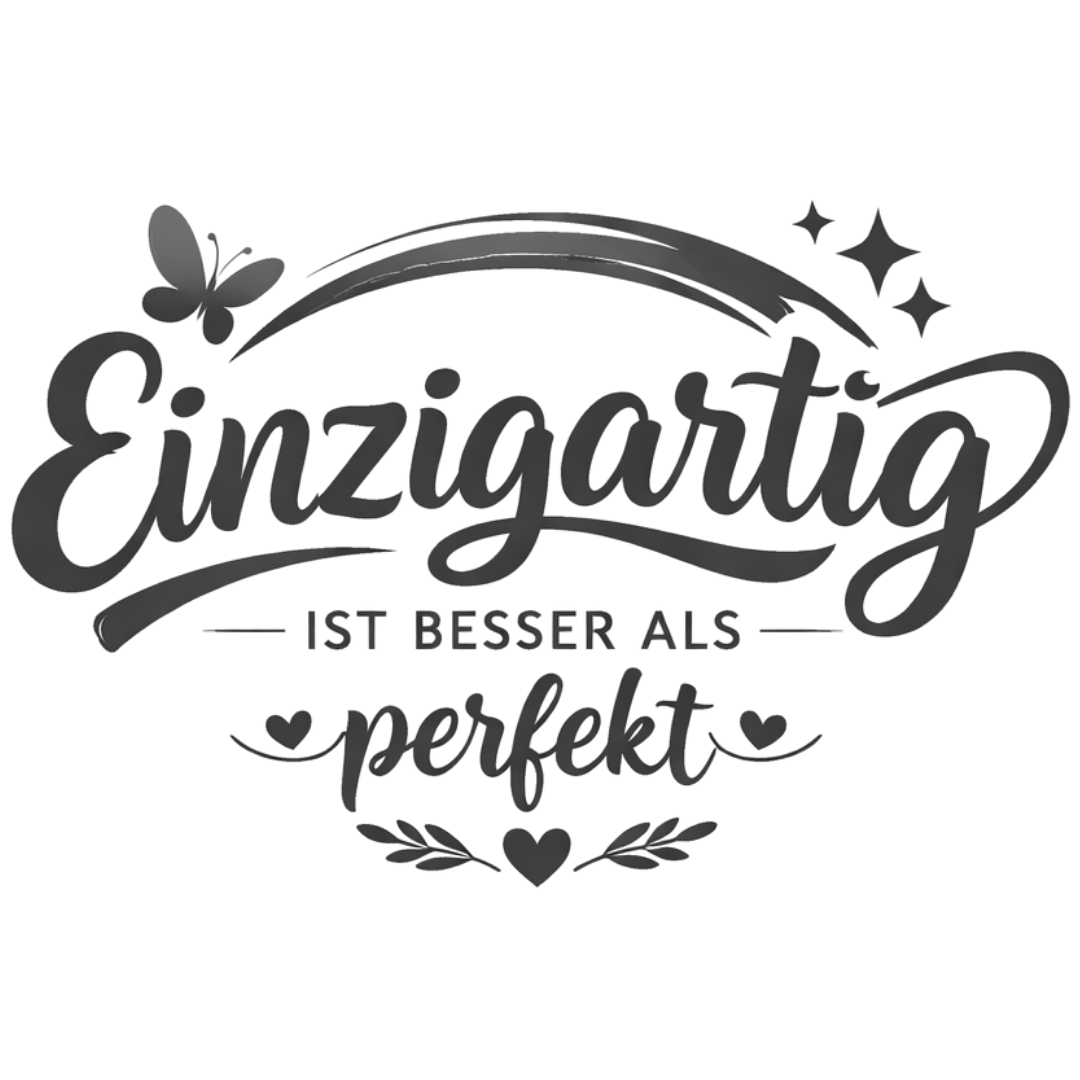 Bügelbild Einzigartig ist besser als perfekt, schwarz, weiß, Spruch