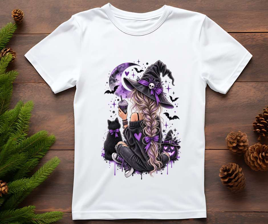 Bügelbild Halloween Hexe lila #4