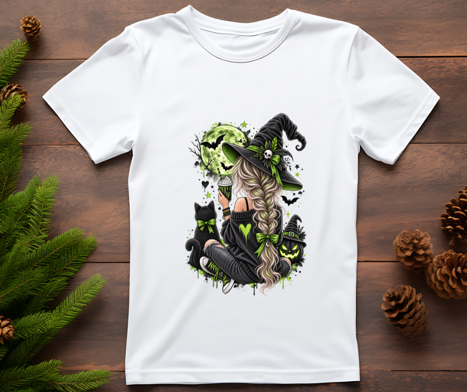 Bügelbild Halloween Hexe grün #1