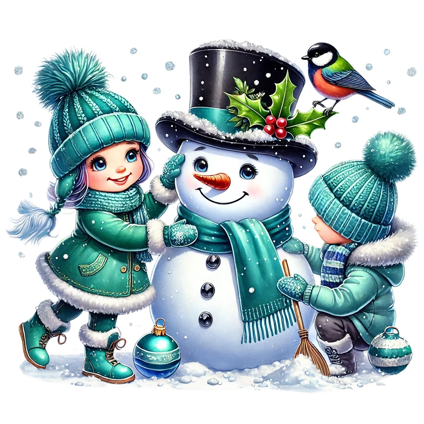 Schneemann türkis; Winter; Weihnachten; Kinder #2