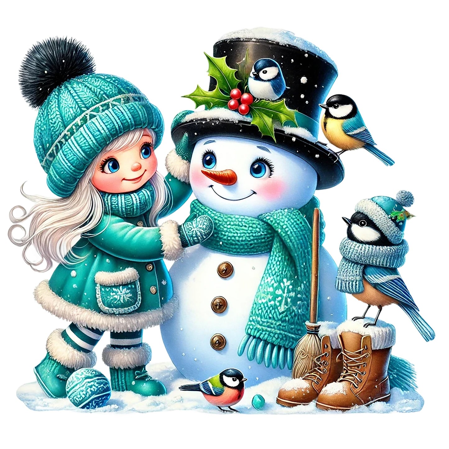 Schneemann türkis; Winter; Weihnachten; Kinder #14