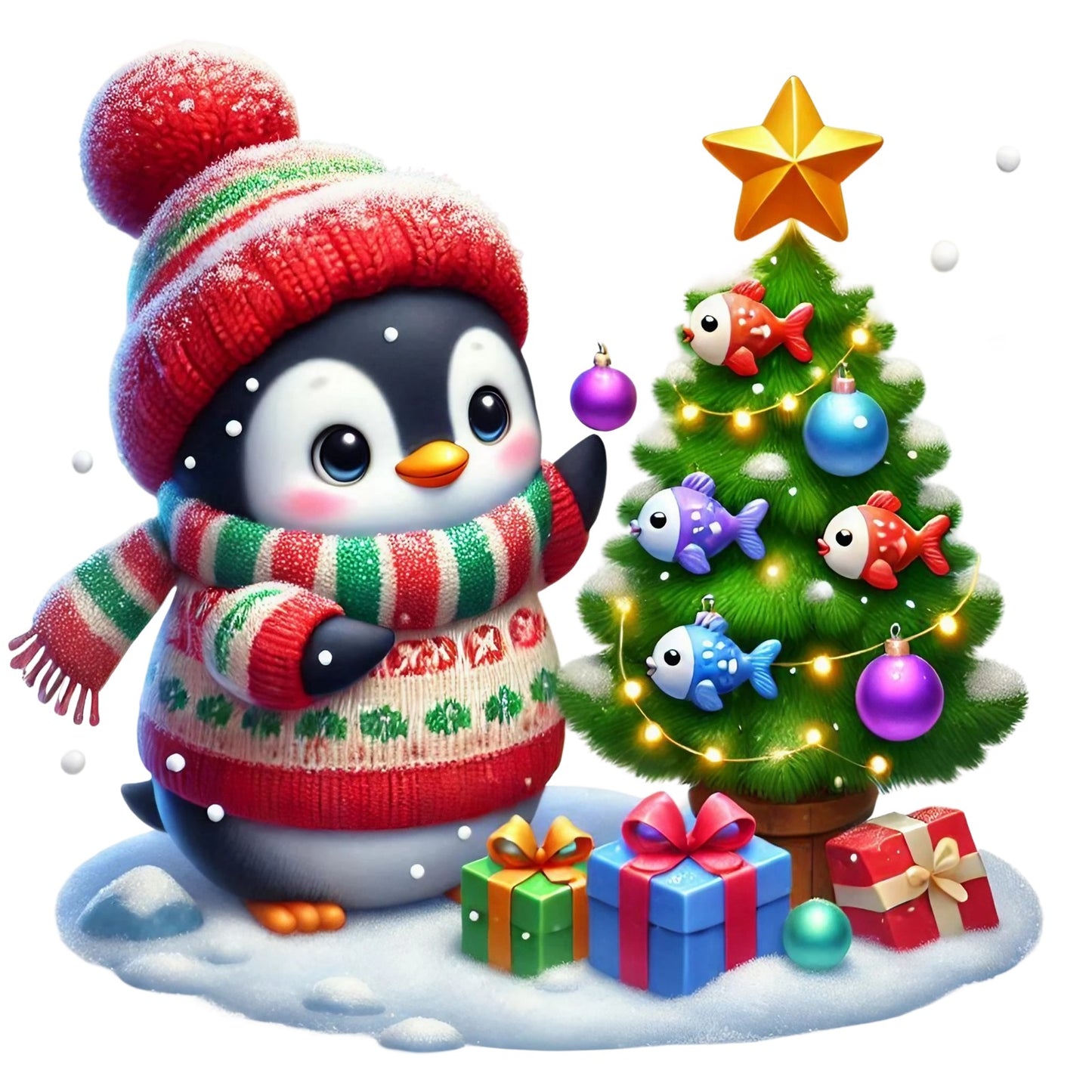 Pinguine; Winter; Weihnachten; bunt #8