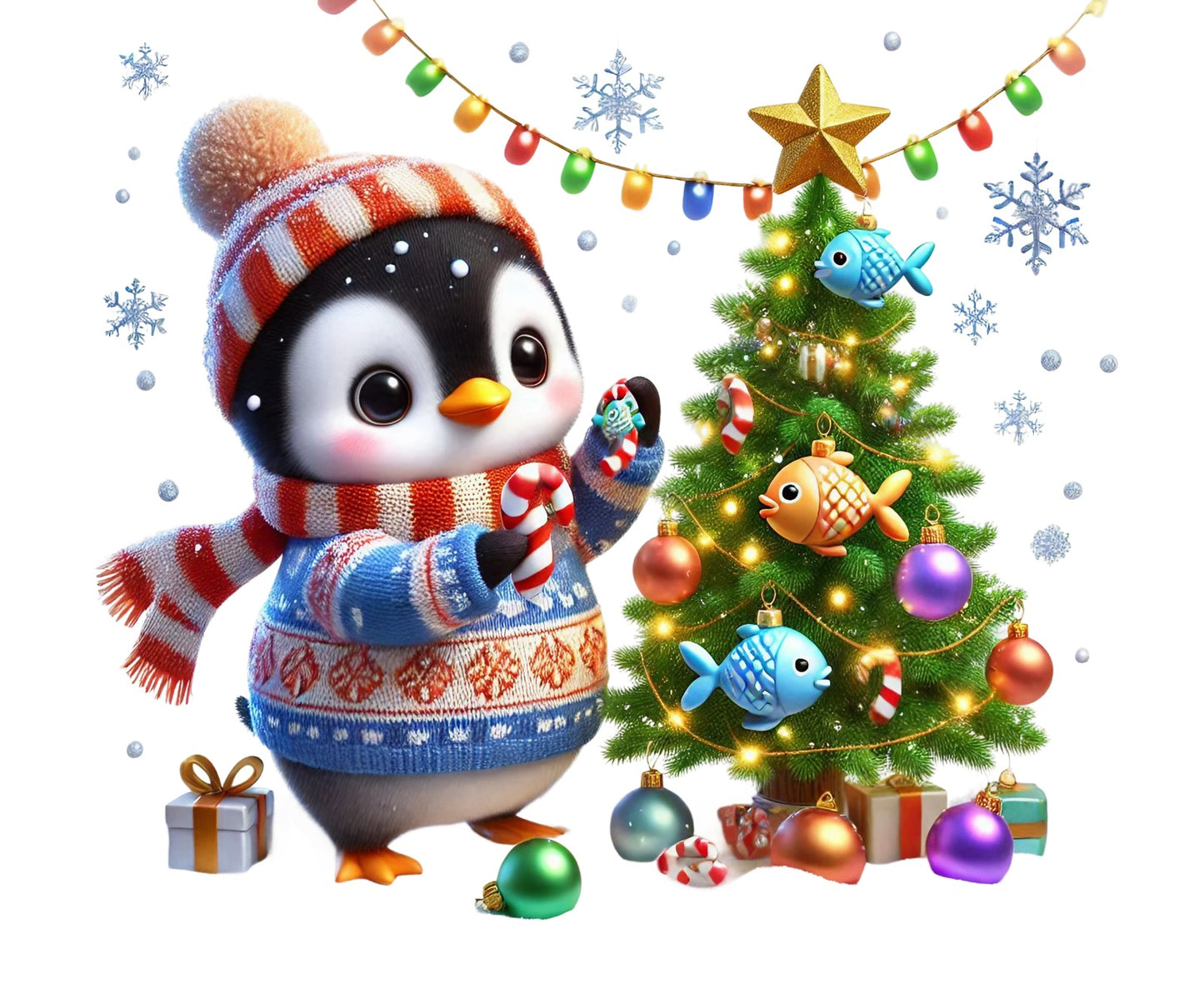 Pinguine; Winter; Weihnachten; bunt #17