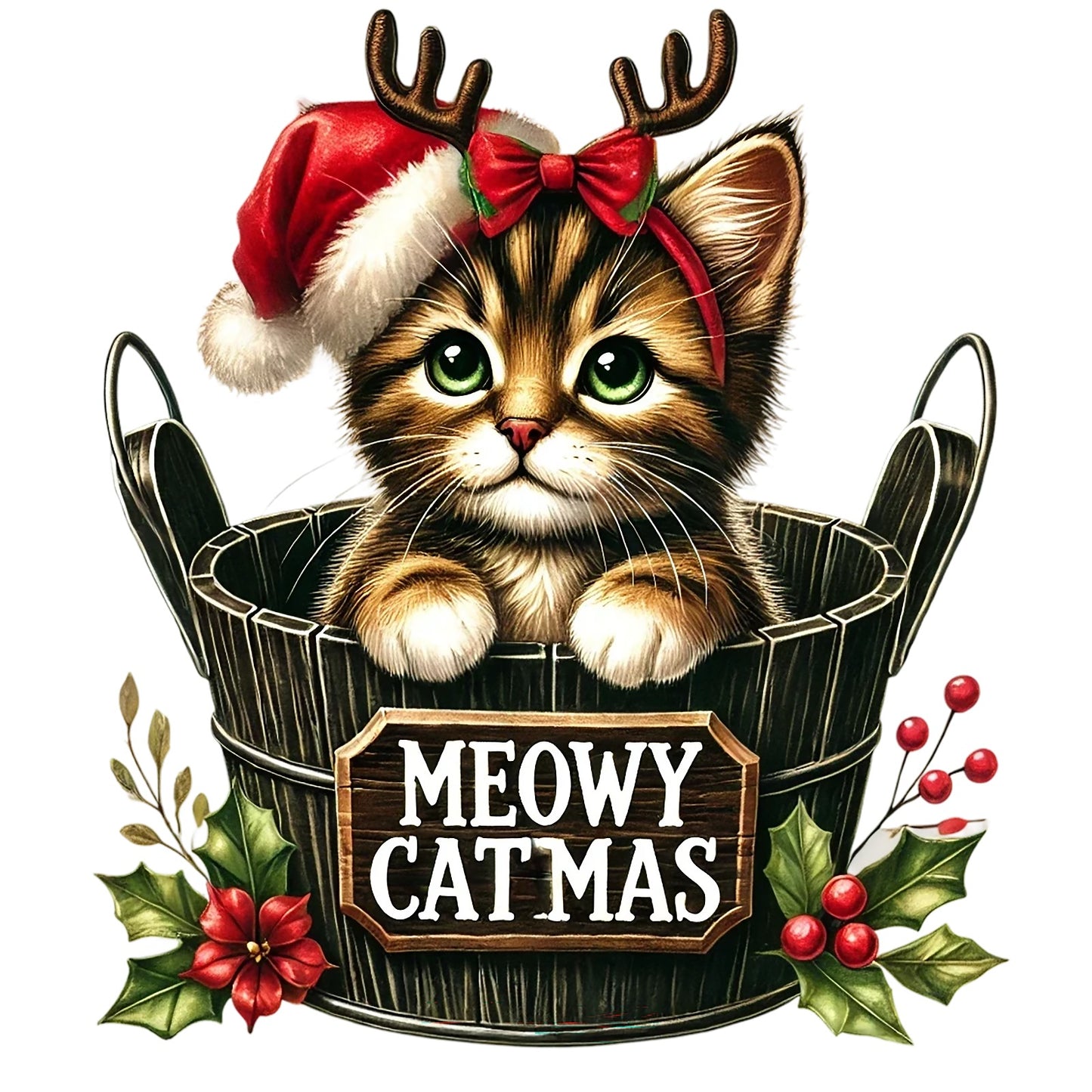 Weihnachtskatzen; Eimer; Weihnachten; Winter #1