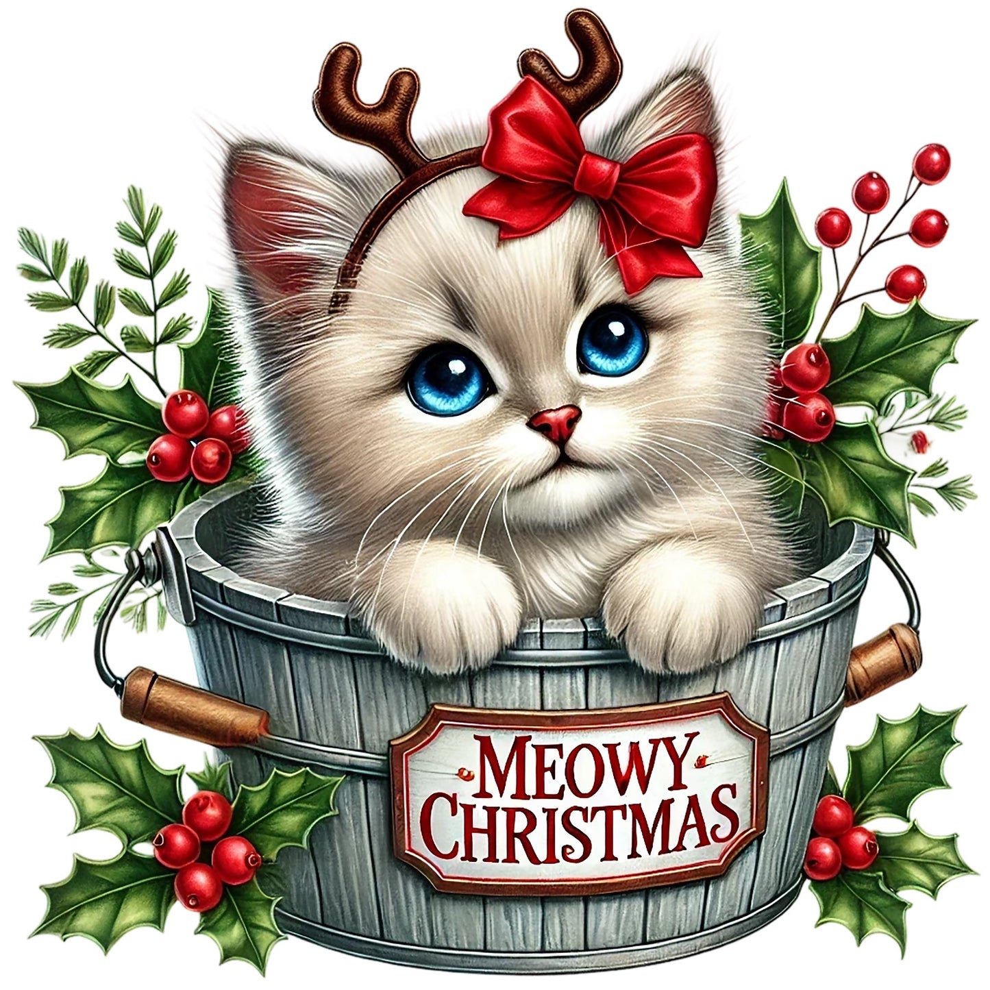 Weihnachtskatzen; Eimer; Weihnachten; Winter #12