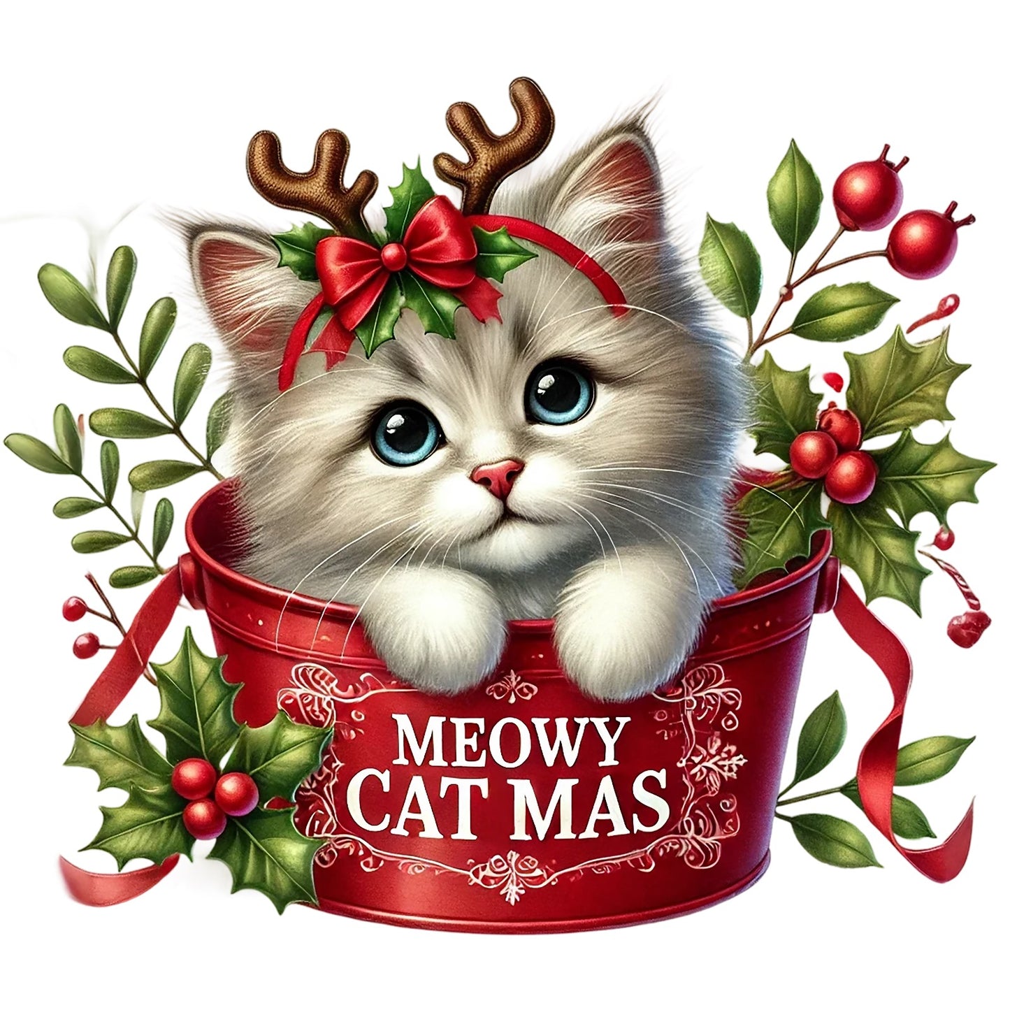 Weihnachtskatzen; Eimer; Weihnachten; Winter #14