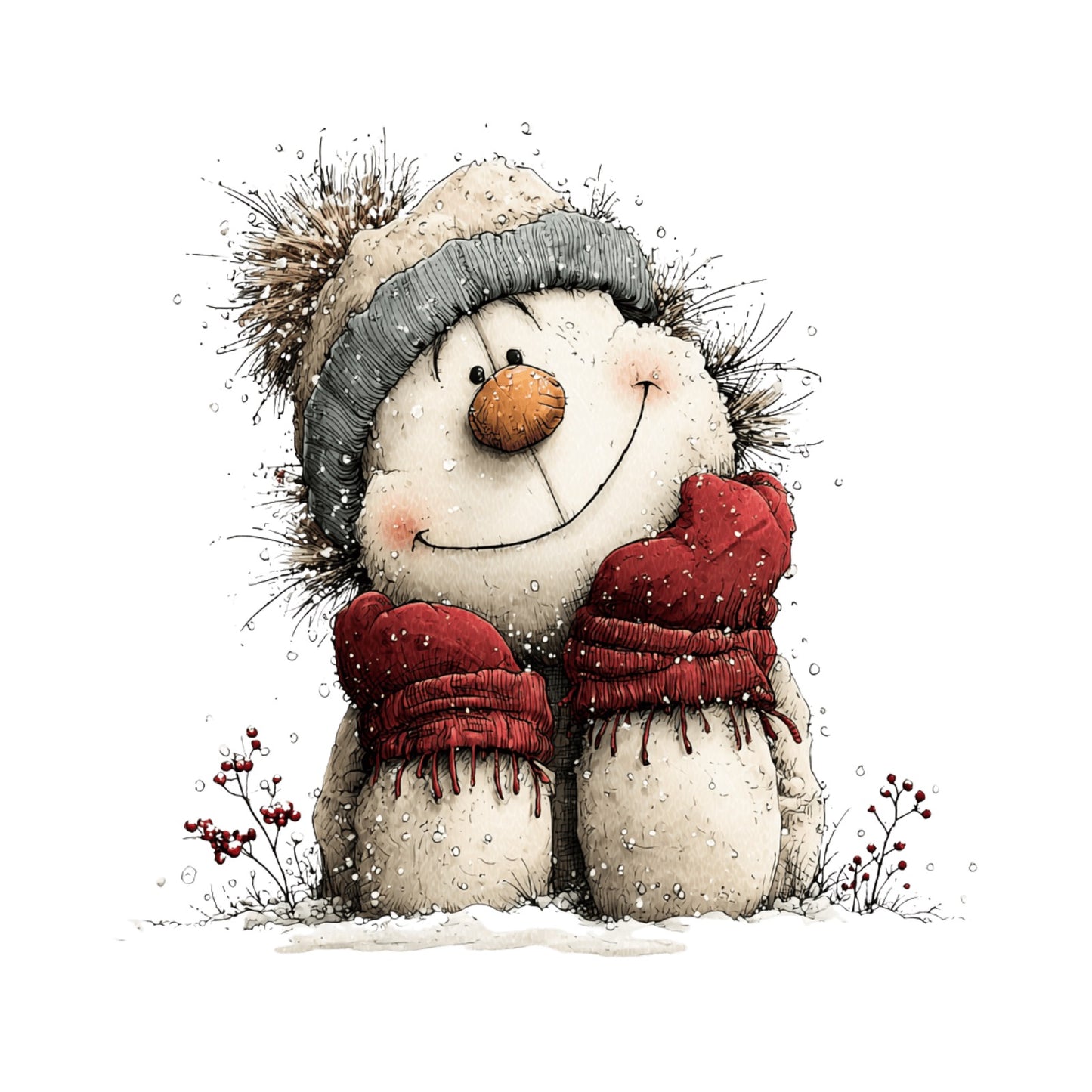 Schneemann, Aquarell, Rentier #5