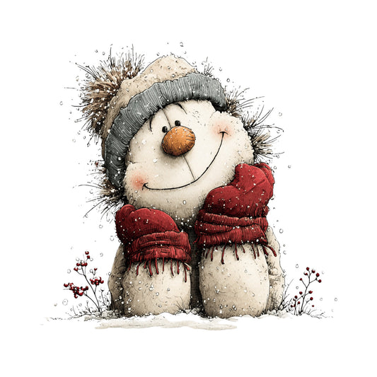 Schneemann, Aquarell, Rentier #5