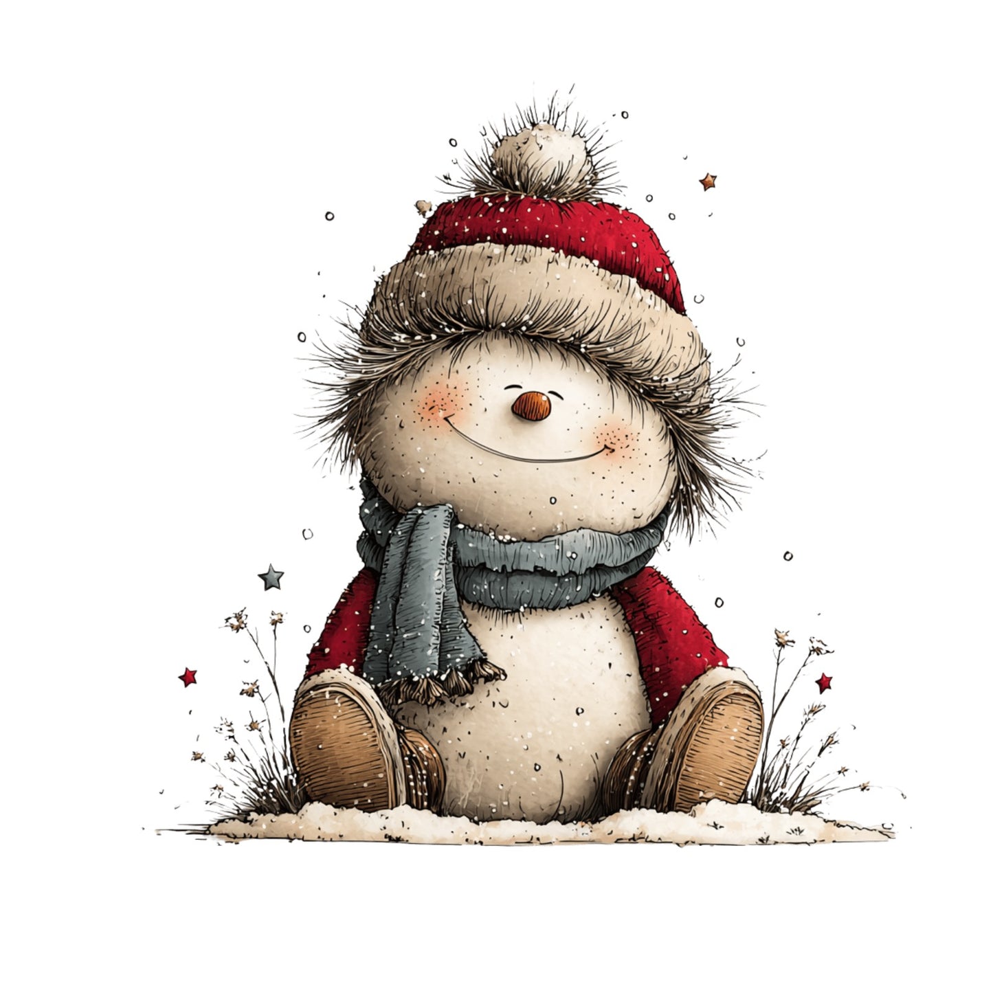 Schneemann, Aquarell, Rentier #13