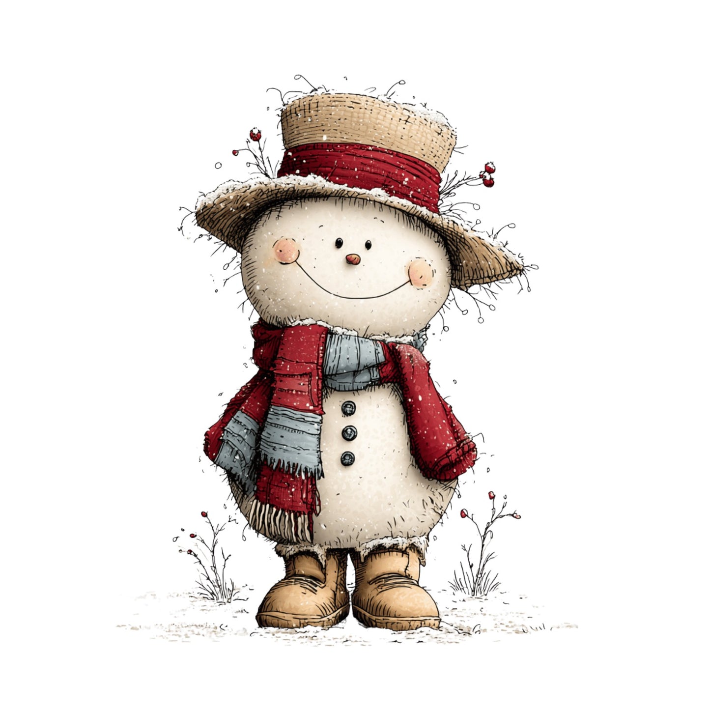 Schneemann, Aquarell, Rentier #14