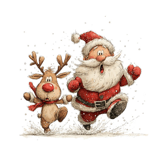 Weihnachtsmann mit Rentier, Aquarell, Weihnachten, Winter, Christmas #8