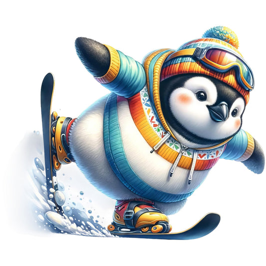 Pinguin cool, Winter, Schnee, Ski #2