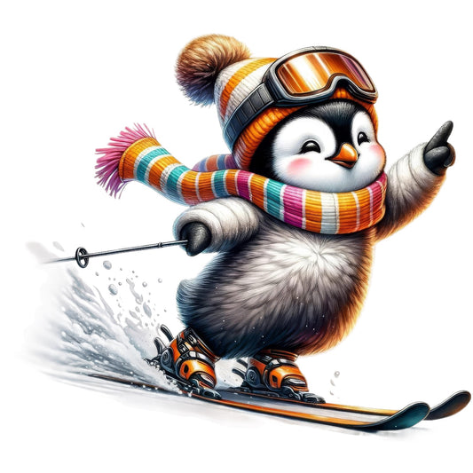 Pinguin cool, Winter, Schnee, Ski #4