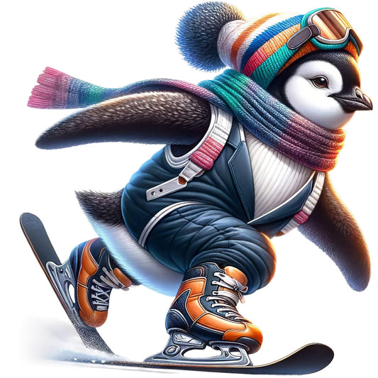 Pinguin cool, Winter, Schnee, Ski #6