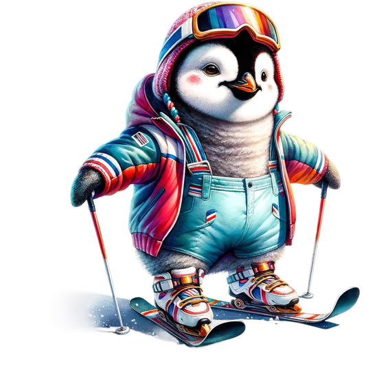 Pinguin cool, Winter, Schnee, Ski #9