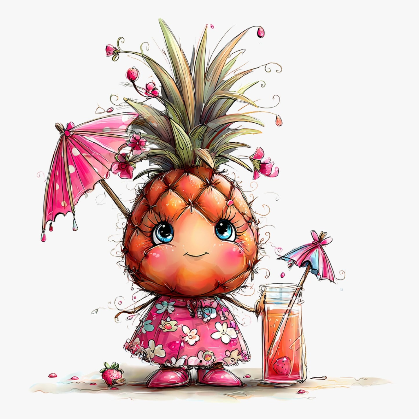 Ananas, Sommer, lustig, pink, sweet, Pineapple #14