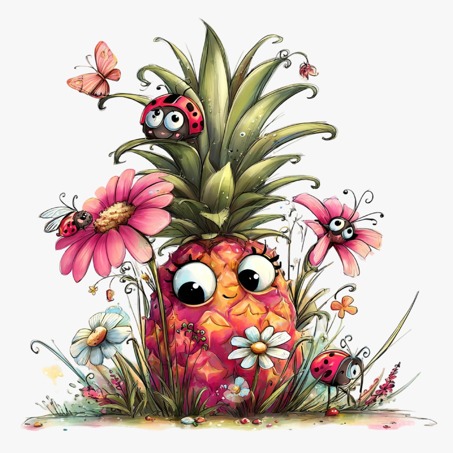 Ananas, Sommer, lustig, pink, sweet, Pineapple #24