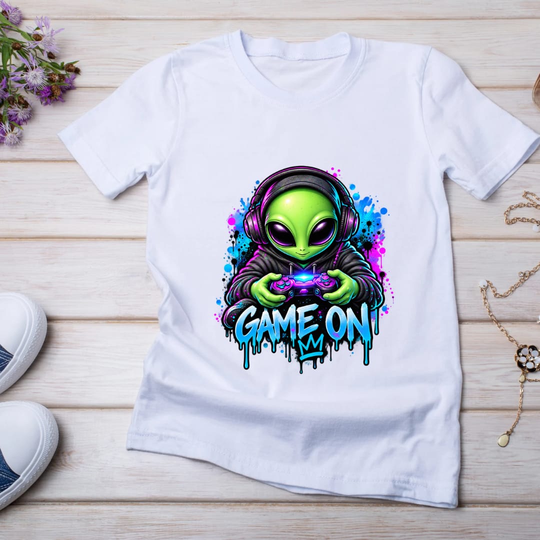 Bügelbilder Alien, cool, bunt, neon, Game # 2