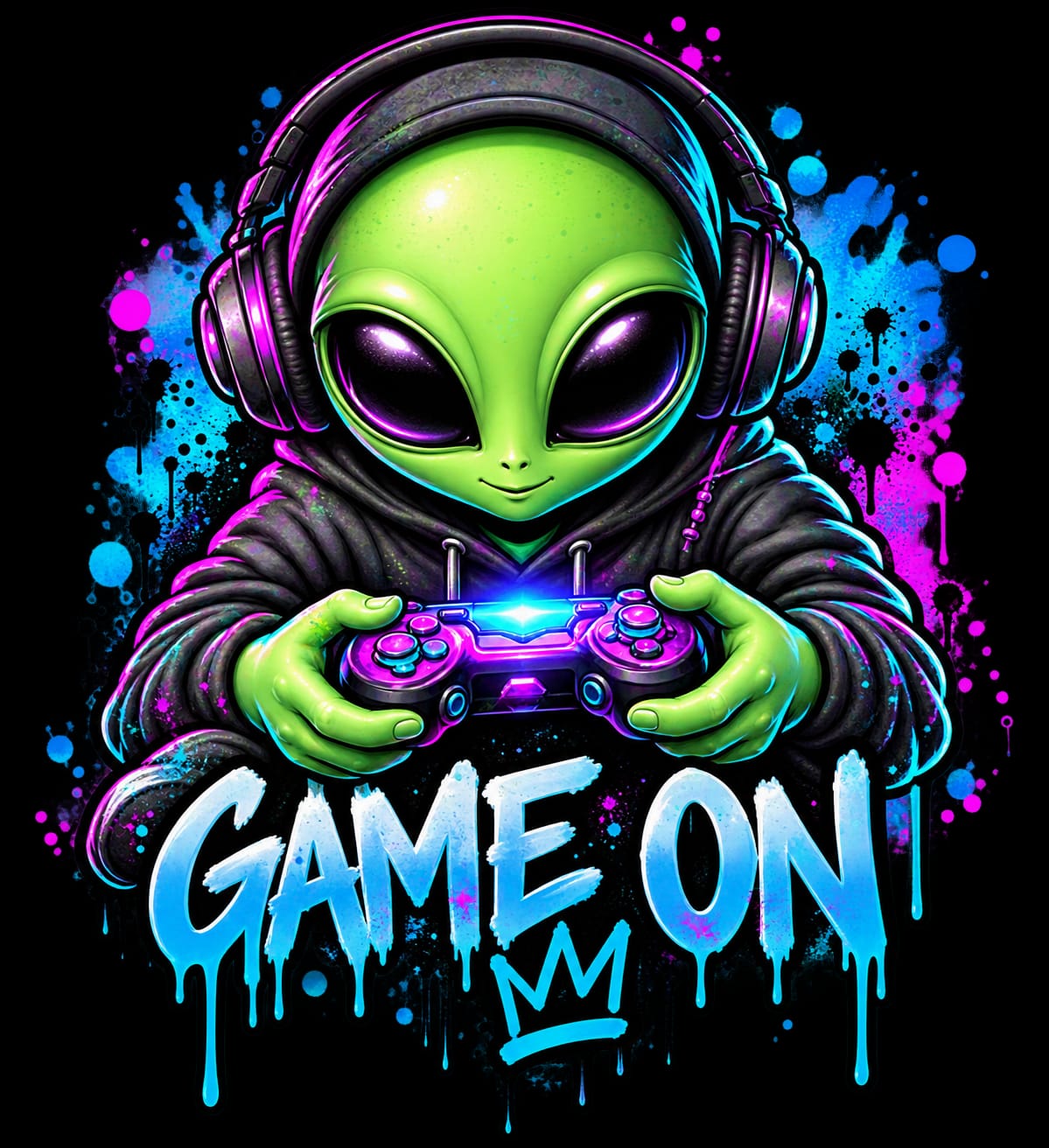 Bügelbilder Alien, cool, bunt, neon, Game # 2