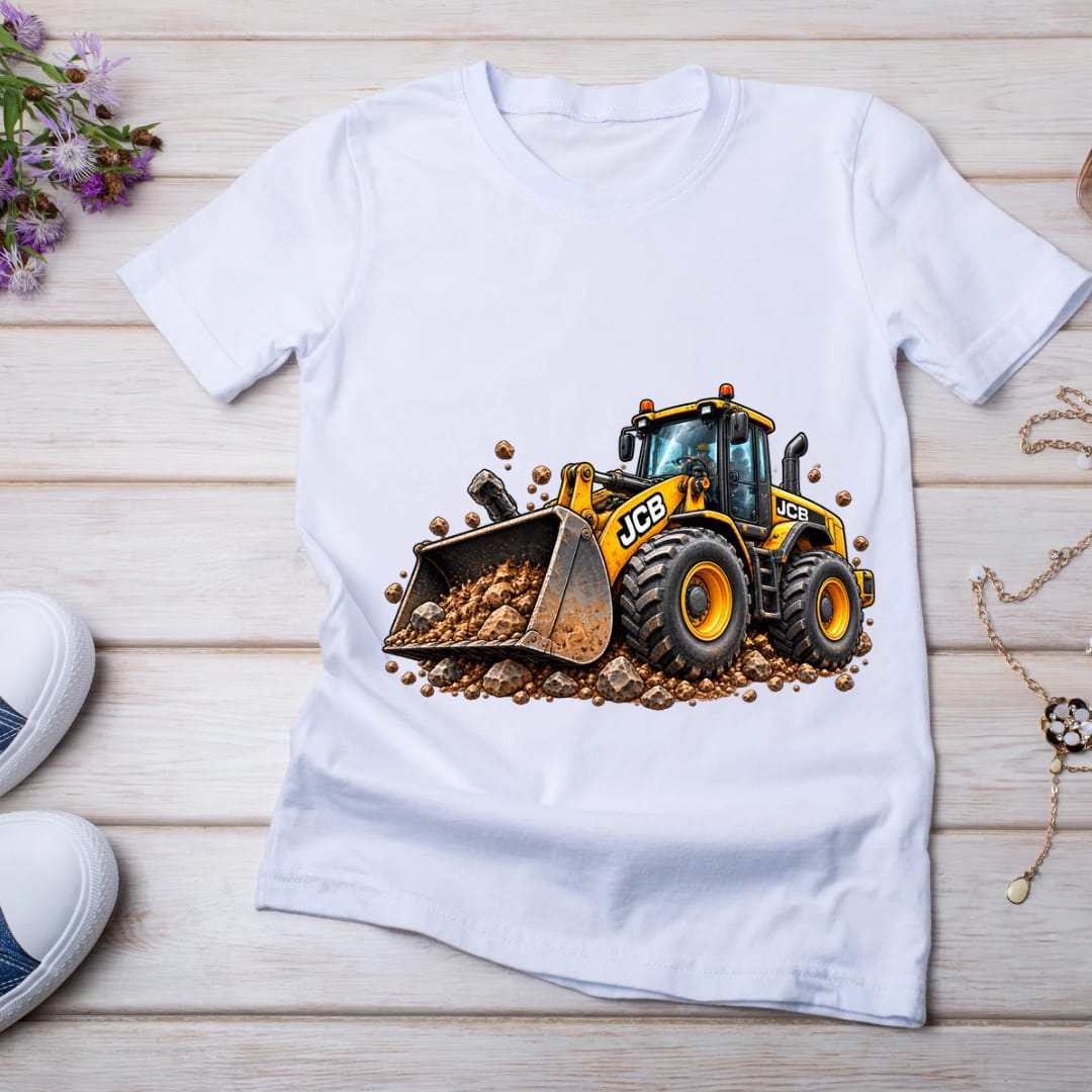 Bügelbilder Baustelle, Bagger, Traktor, Radlader, Kran, LKW, Baustellen Crew, bunt #17