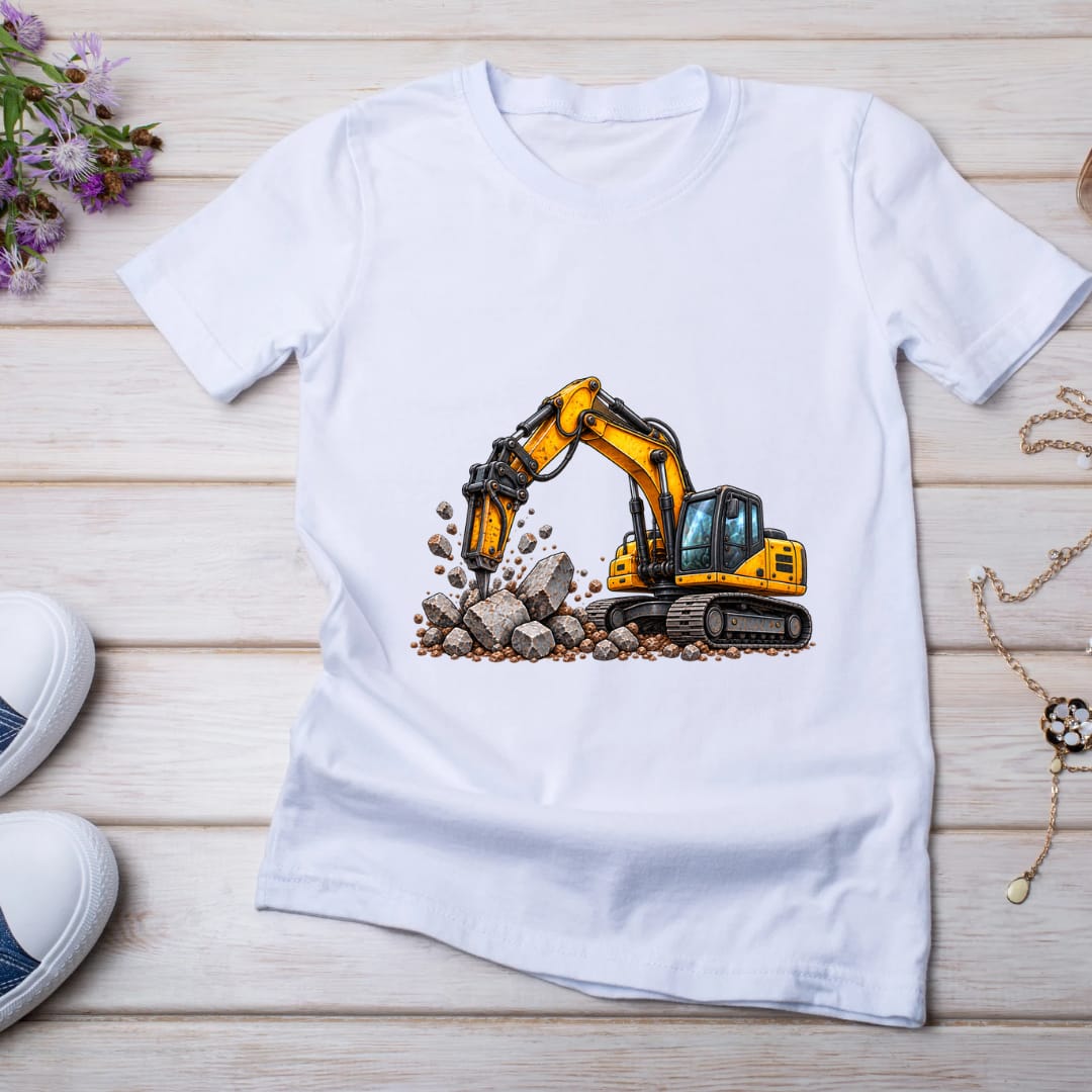 Bügelbilder Baustelle, Bagger, Traktor, Radlader, Kran, LKW, Baustellen Crew, bunt #9