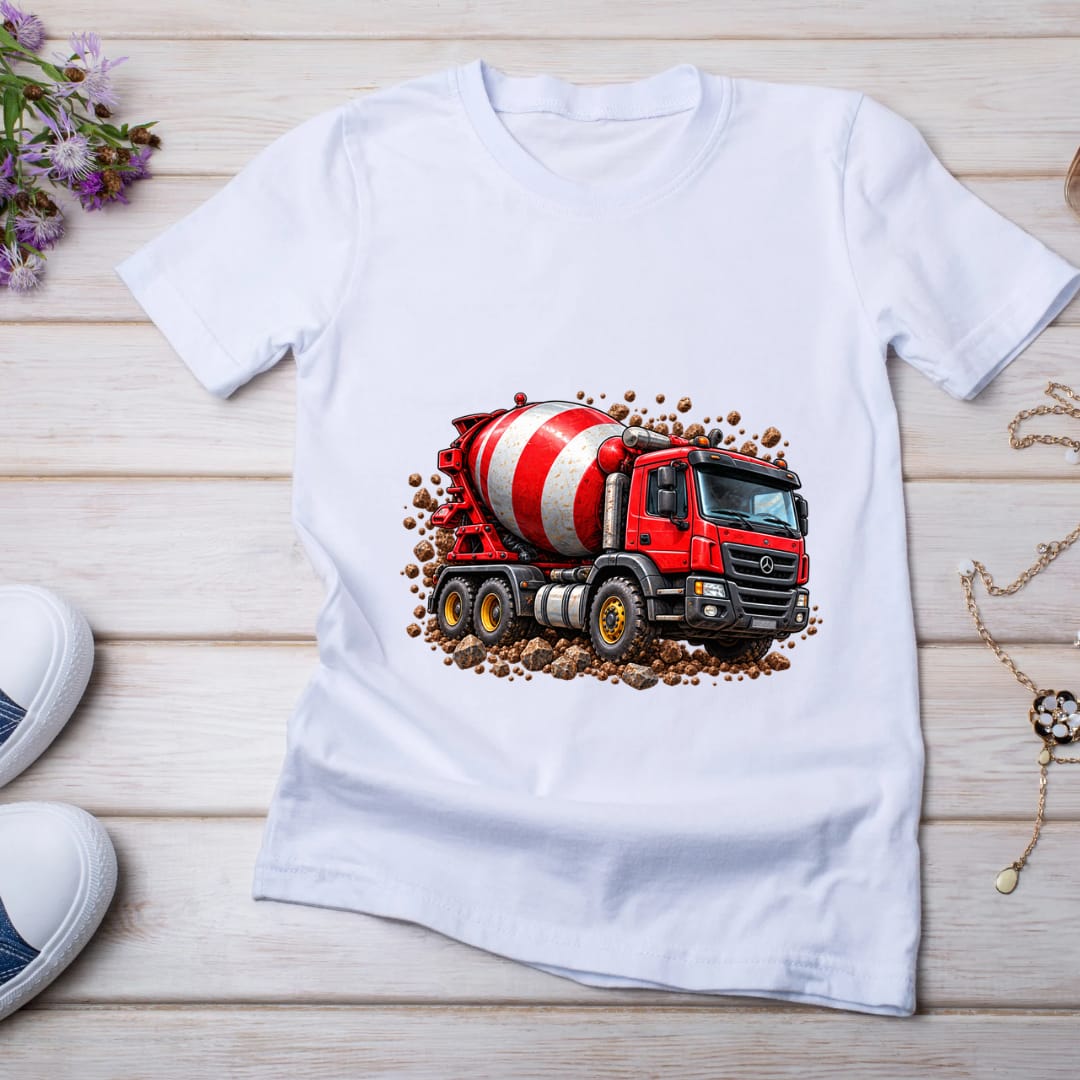 Bügelbilder Baustelle, Bagger, Traktor, Radlader, Kran, LKW, Baustellen Crew, bunt #13