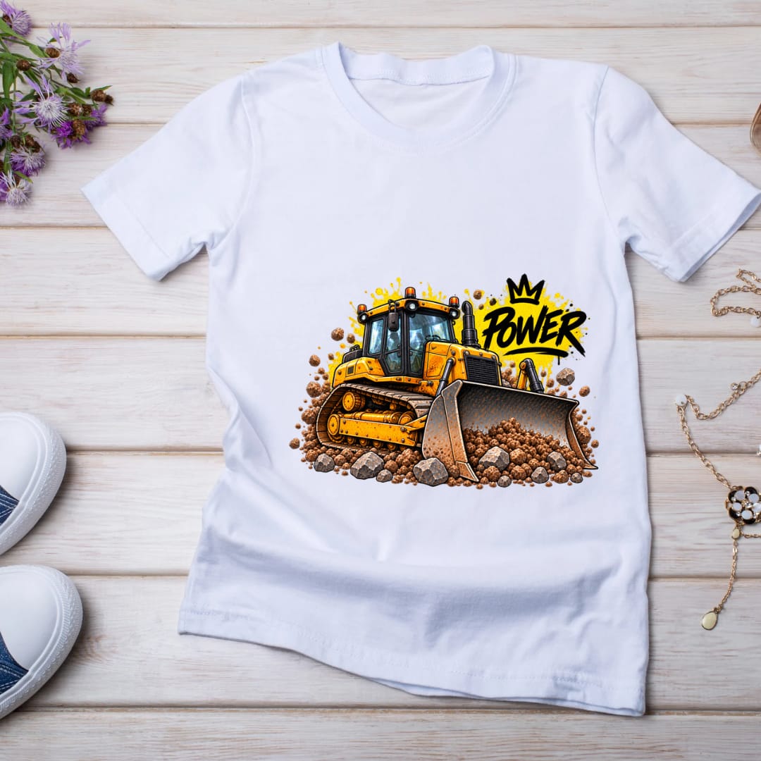 Bügelbilder Baustelle, Bagger, Traktor, Radlader, Kran, LKW, Baustellen Crew, bunt #14