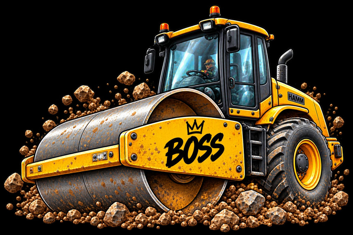 Bügelbilder Baustelle, Bagger, Traktor, Radlader, Kran, LKW, Baustellen Crew, bunt #4