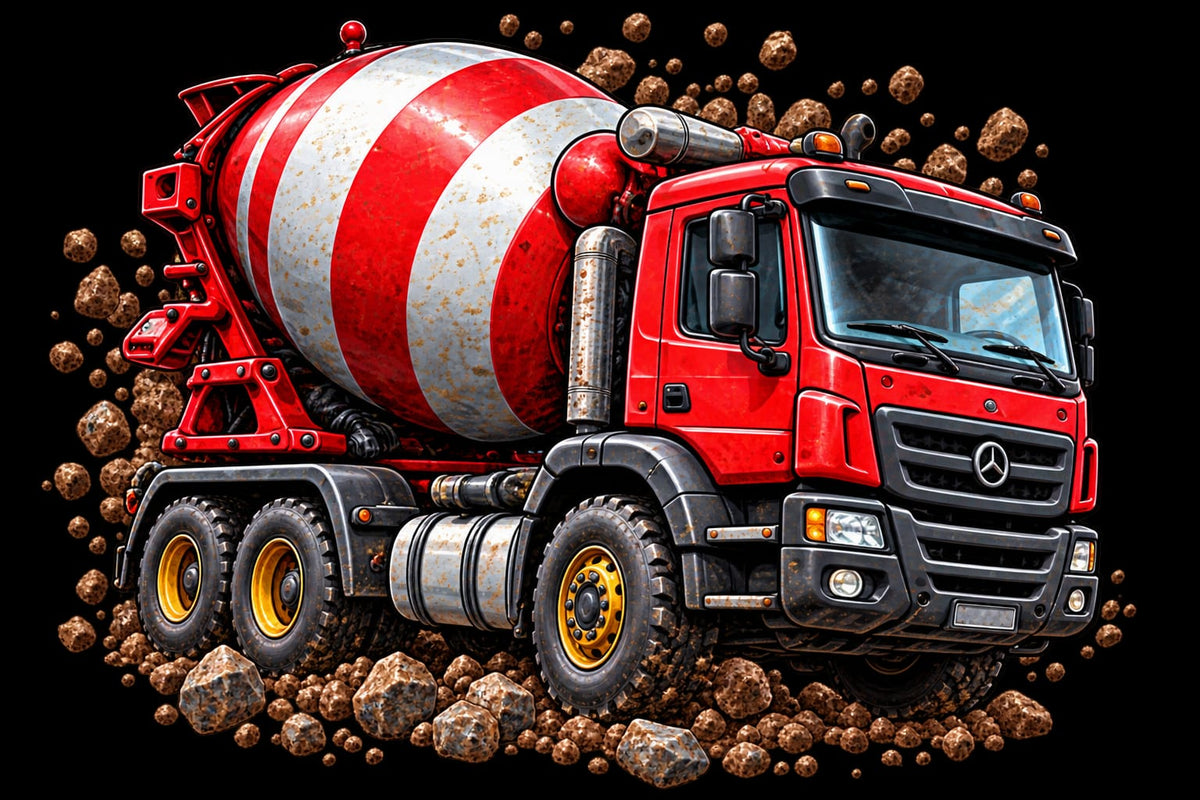 Bügelbilder Baustelle, Bagger, Traktor, Radlader, Kran, LKW, Baustellen Crew, bunt #13