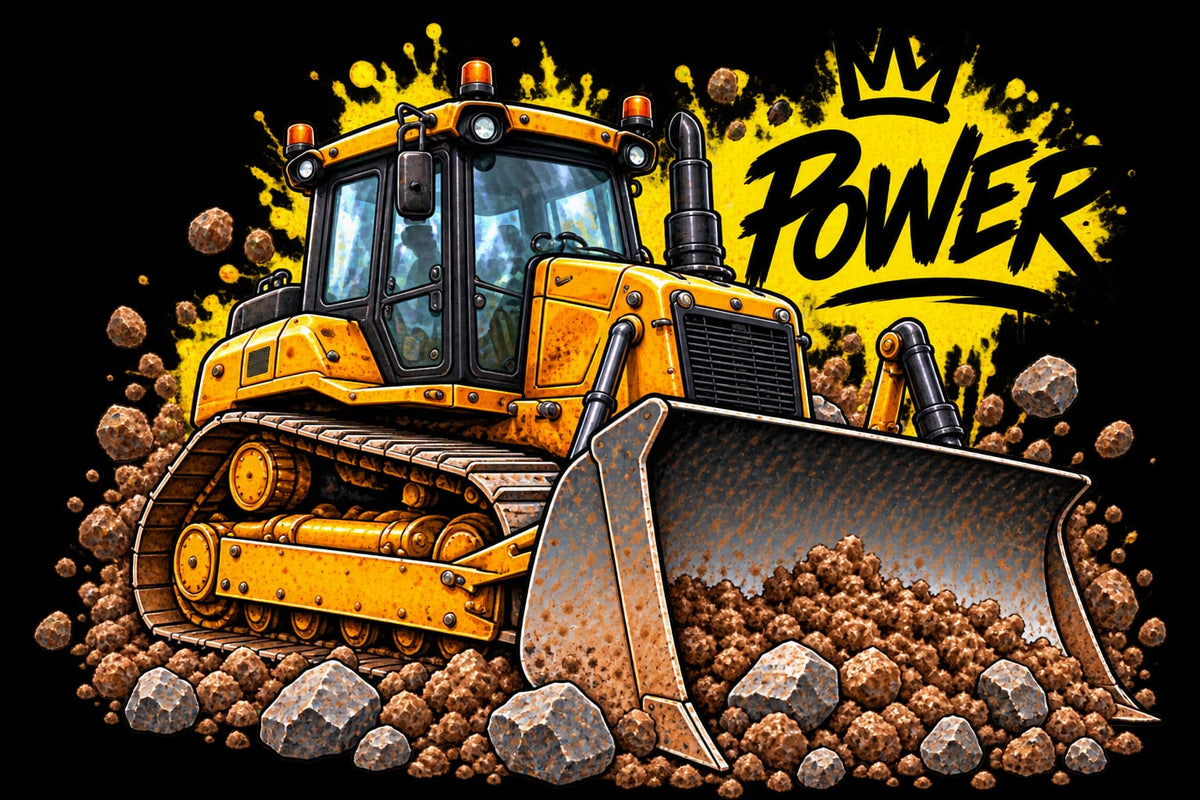 Bügelbilder Baustelle, Bagger, Traktor, Radlader, Kran, LKW, Baustellen Crew, bunt #14